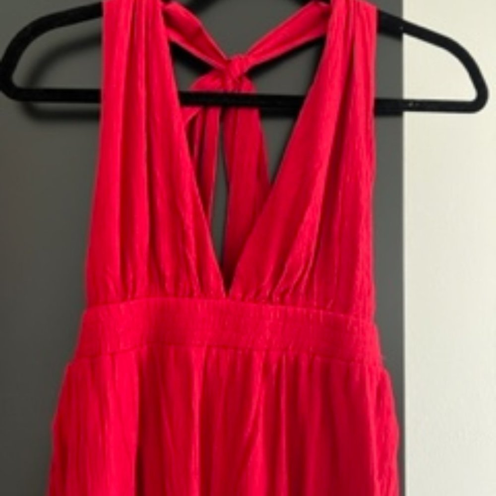 Lulu's Lolinda Berry Red Convertible Halter Jumpsuit